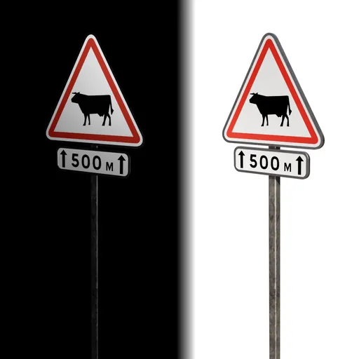 Road sign Cow French std (A15a1)
