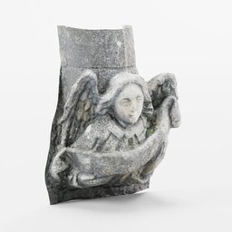 Detailed low-poly 3D stone angel sculpture for Blender, ideal for historic architecture rendering.