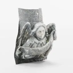 "Low-poly stone carved Angel 3D model for Blender 3D. Photo-scanned and optimized for easy use in 3D projects. Perfect for adding ornamental Gothic or cyberpunk elements to your designs."