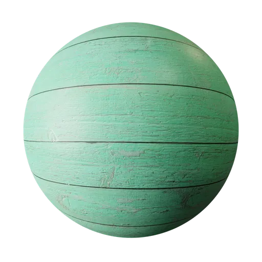 Weathered green paint on wooden planks texture for PBR material in 3D modeling.