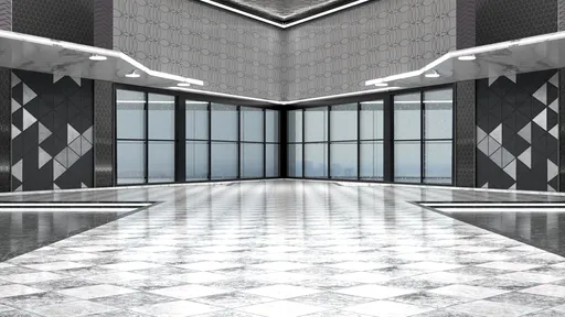 Detailed CGI virtual set with reflective floor for Blender 3D artistic rendering and production.
