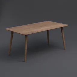 High-quality realistic wooden table 3D model, designed for Blender, with detailed textures and materials.