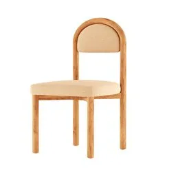 "Arlos Dining Chair in Birch and Beige - a Swedish style regular chair modeled in Blender 3D by David Chipperfield. Elegant design inspired by Jean Fouquet, with simplistic cartoonish features and a comfortable seat. Perfect for any dining room with a natural Oak table."