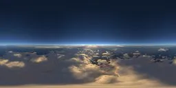 Stunning cloudscape at 10km altitude with sunlight piercing through for HDR lighting in 3D scenes, 16K resolution.