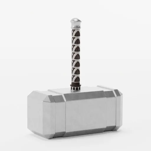 Realistic Blender 3D model of Mjolnir with detailed textures, ideal for mythological and historical 3D projects.