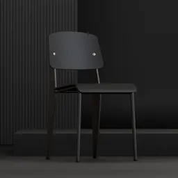 3D-rendered black plastic chair with a minimalist design, suitable for Blender 3D projects and furniture visualizations.