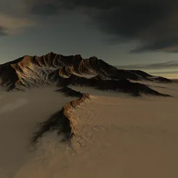Realistic 3D snowy mountain terrain model, designed for Blender, showcasing detailed texturing and shadows.