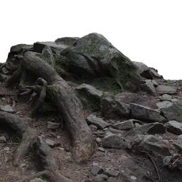 Rocks, Tree Roots in Forest