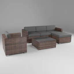 Wicker Outdoor Set with Coffee Table