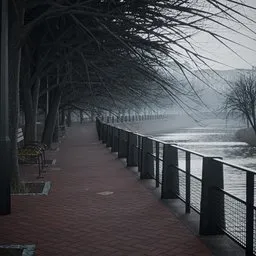 Foggy River Walkway