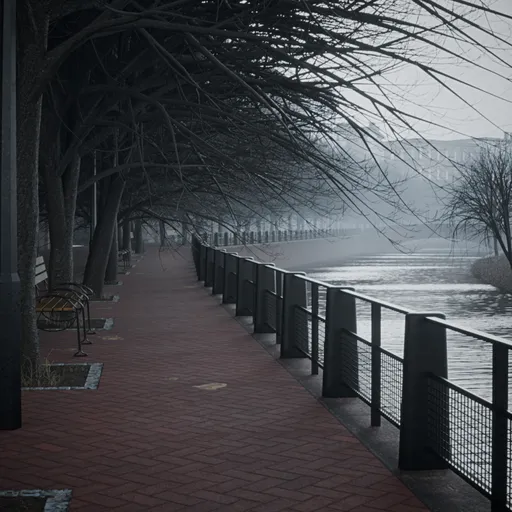 Foggy River Walkway