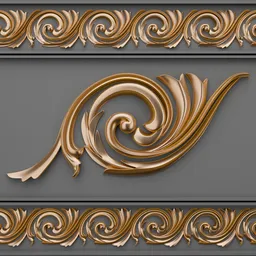 Intricate golden 3D trim brush ornament for efficient scene detailing, compatible with Blender.