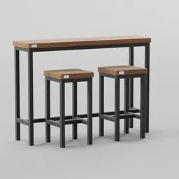 Industrial Slim Wood Bar Table Set