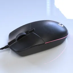 Highly detailed Blender 3D model of a gaming mouse with RGB lighting, showcasing intricate design precision.