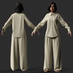 Modern Casual Outfit – Shirt Wide Leg