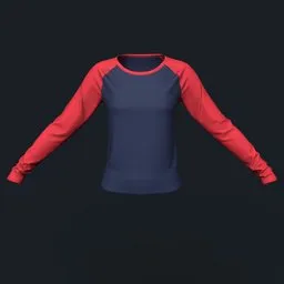 Navy and Red Long Sleeve Raglan Shirt