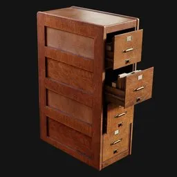 Antique Wooden Filing Cabinet Open