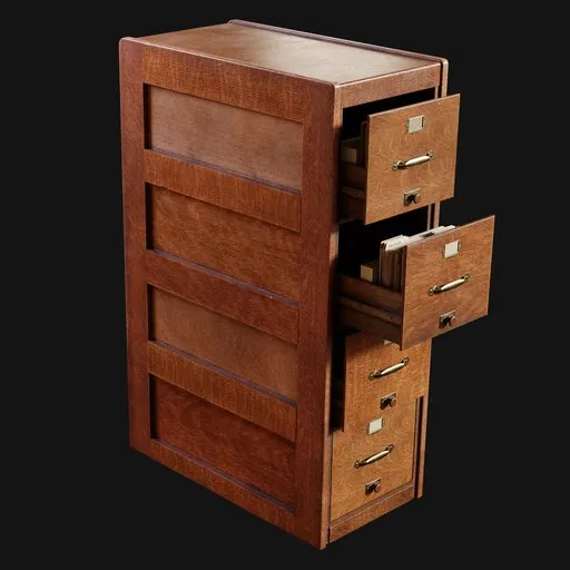 Antique Wooden Filing Cabinet Open