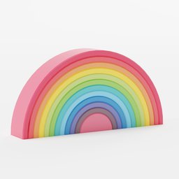 Colorful 3D-rendered rainbow arch stacker toy suitable for toddler play, designed in Blender 3D, showing vibrant arches.