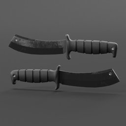 "Explore our highly-detailed 'Knife 05' 3D model designed for military-style games and animations. Featuring a black handle and made with Blender 3D software, this model is inspired by the Vietnam war and offers a perfect addition to your item art collection. Ideal for mobile game assets and in-game 3D models."