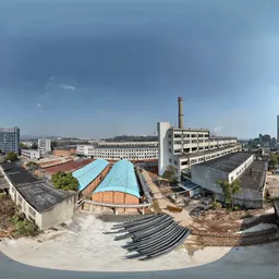 Abandoned factory roof sunshine clouds