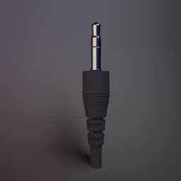 "3D model of an AUX cable with black and silver connectors for Blender 3D. Perfect for hardsurface and machine projects in EDM style. Created by Carles Delclaux Is."