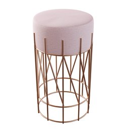 "Stool Nika 3D model for Blender 3D - perfect for living rooms and bedrooms with its pink cushion and metal frame. Its sleek design is reminiscent of the Peugot Onyx, while incorporating trendy textures like fluffy pink fur. A versatile and high-quality asset for any 3D project."
