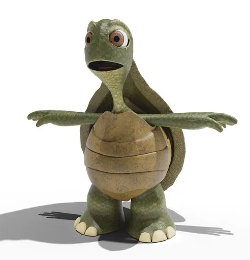 Detailed humanoid turtle 3D character with rigging, compatible with Blender for animation.