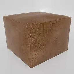 Detailed 3D model of a textured leather pouf for interior design, compatible with Blender software.