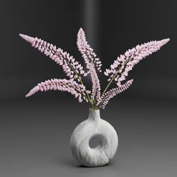 Minimal Stone Vase with Pink Flowers