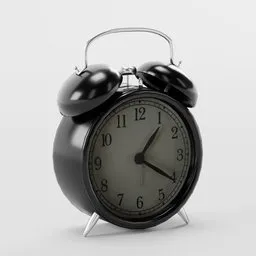 Low poly 3D alarm clock model with textures, ideal for Blender animation and rendering projects.