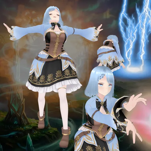 Anime Elemental Mage VFX version (Rigged/Animated)