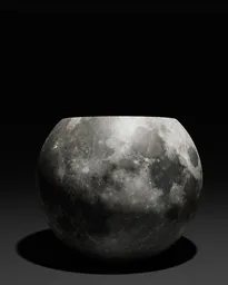 3D rendered lunar textured plant pot model suitable for Blender artists and enthusiasts looking for space-themed assets.