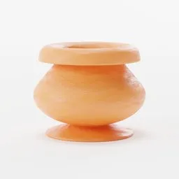 "Terracotta flower vase with wooden base, sculpted with clay using refined techniques in Blender 3D. Inspired by Sardar Sobha Singh's art, this vase adds a touch of elegance to any interior décor."
