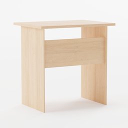Wooden textured small desk 3D model for office or home, compatible with Blender 3D rendering software.