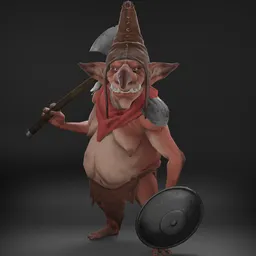 Red Goblin Armor Stylized - Rigged -Lowpoly