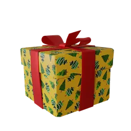 High-quality 3D model of a festive gift box with a red bow, ideal for Blender 3D holiday projects.
