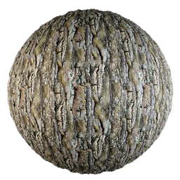 Detailed bark texture for PBR material in Blender 3D, optimized for Cycles with Experimental mode.