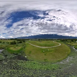 Green lake clouds bluesky