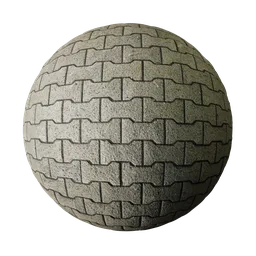 High-resolution 3D render of interlocking concrete paving material for use in Blender and PBR applications.