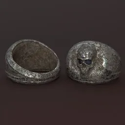 Silver Skull Signet Ring Dirty