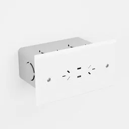 3D-rendered dual three-phase and USB electrical socket for Blender 3D, industrial design, Holo Home inclusion.