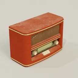 Vintage-style 3D red radio model ready for Blender rendering, detailed textures and retro design.