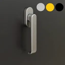 Detailed render of a modern window handle 3D model designed in Blender, showcasing metallic texture and realistic lighting.