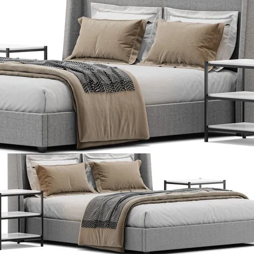 Realistic 3D bed model with detailed textures, over 260K polygons, ready for Blender Cycles rendering.