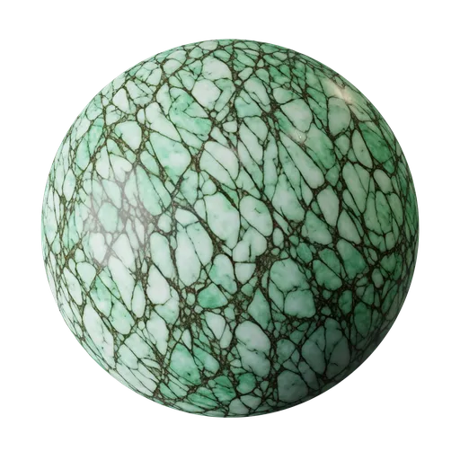 High-resolution green marble PBR texture for 3D Blender materials, seamless surface for realistic rendering.