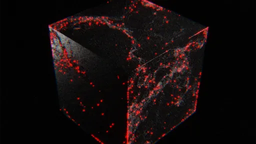 Glitch Hologram Cube Red Particle