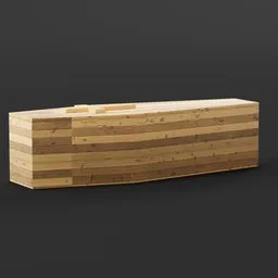 "Wooden Coffin 3D model for Blender 3D - Industrial Container. This photorealistic model features a wooden box with a handle and a cross on a black background. Perfect for VFX, visualizations, and other projects. Inspired by Urakusai Nagahide, it showcases intricate details and high-quality craftsmanship."