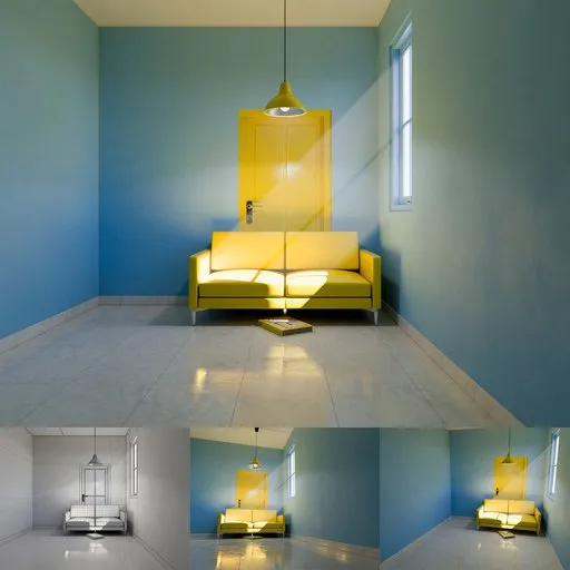 Modern Yellow Interior Room 3D Scene