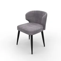 "Experience luxury with the Fiori interior chair, featuring an elegant design with a grey upholstered seat and black velvet accents. This 3D model is perfect for your next interior design project, created using Blender 3D with 4k textures."